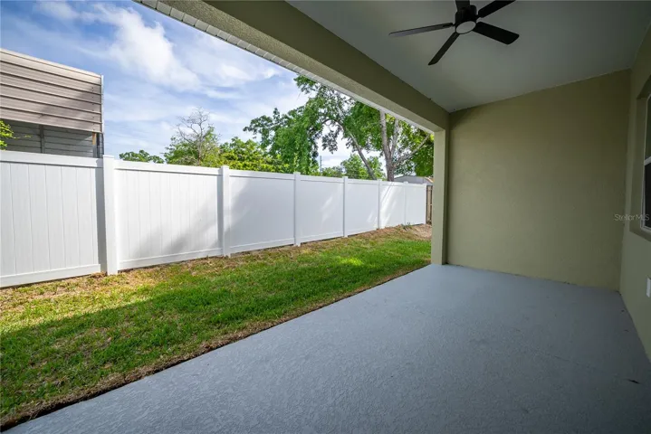 Private covered back porch