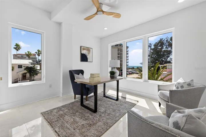 Home office with water views.