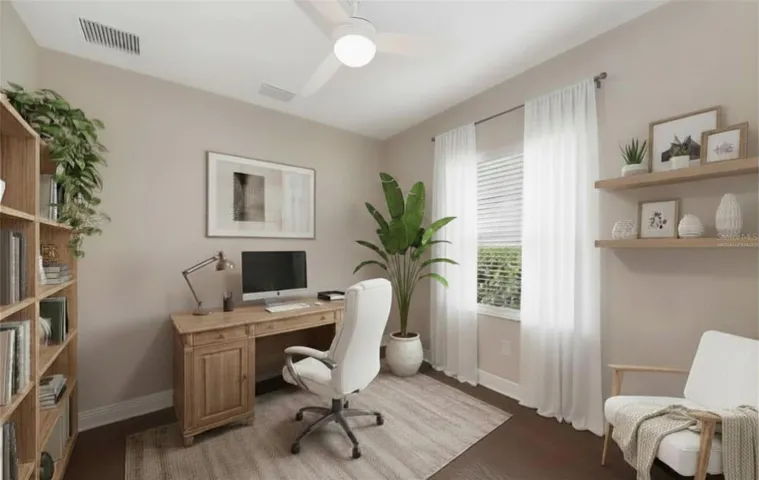 Flex room staged for Office but could easily be 4th bedroom --Virtually staged