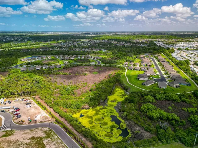 Aerial of street tucked away