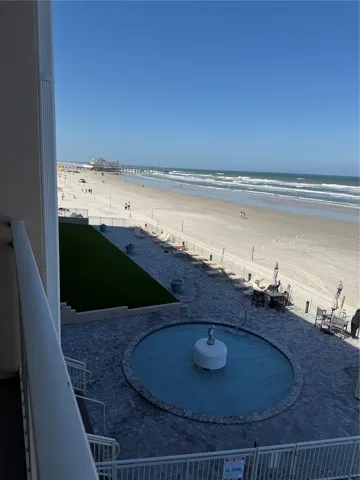 View from balcony to beach