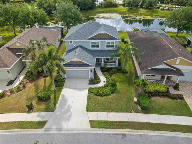 Ariel showing view of the pond behind the home
