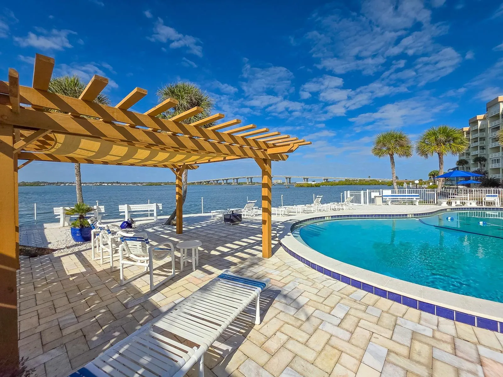 Heated pool and misting gazebo.