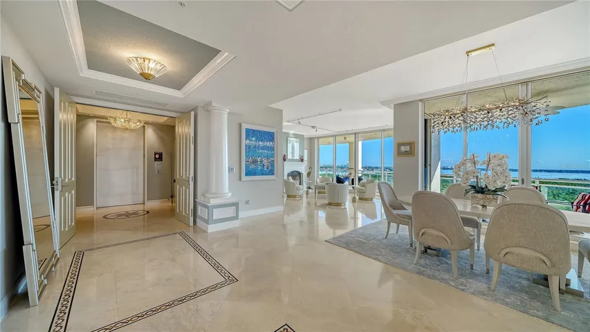 Private elevator entry with grand foyer