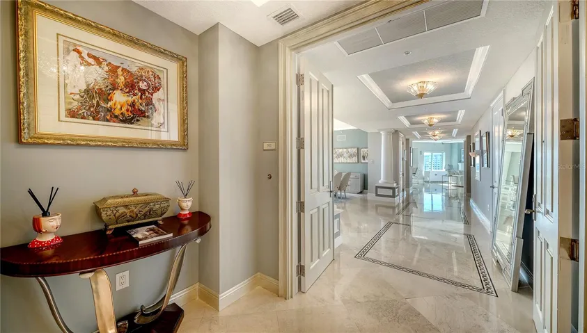 Private elevator entry with grand foyer