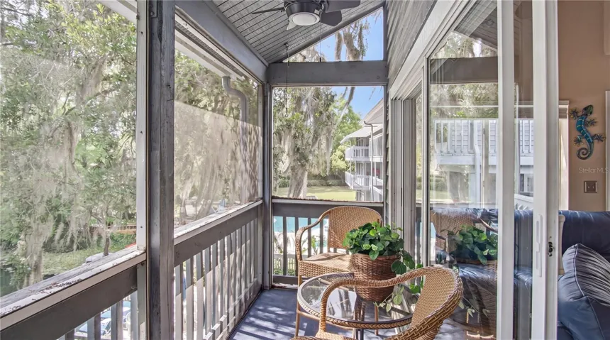 Balcony overlooking River and Pool