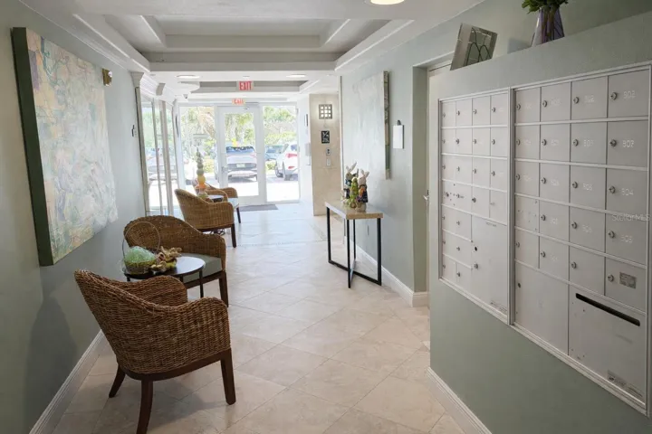 Mailboxes in the lobby