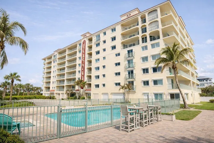 view of the building from the pool area