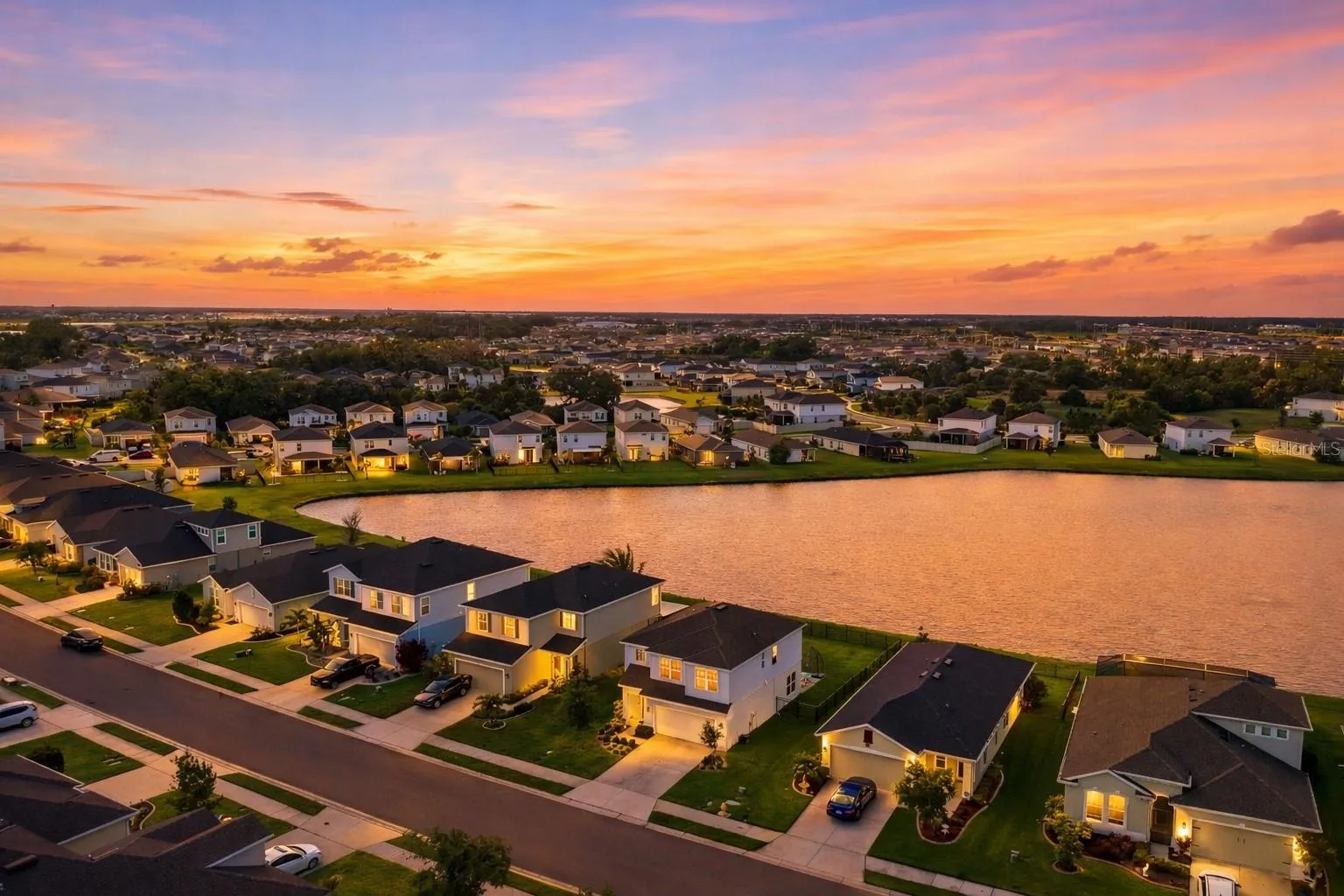 Sunset aerial view