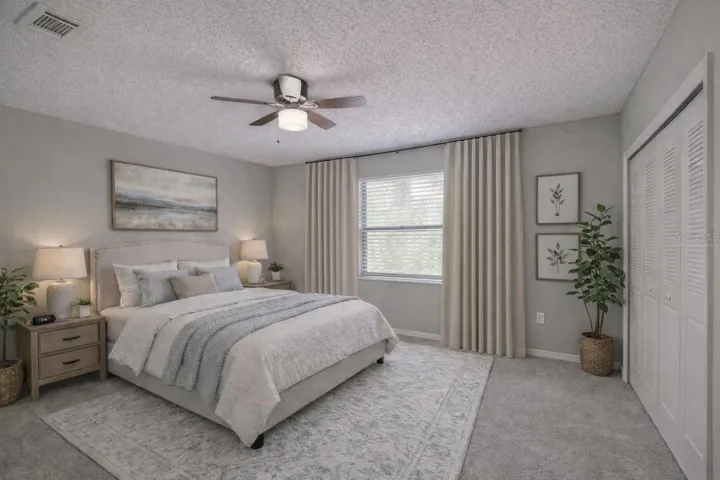 Virtually staged Primary Bedroom 1