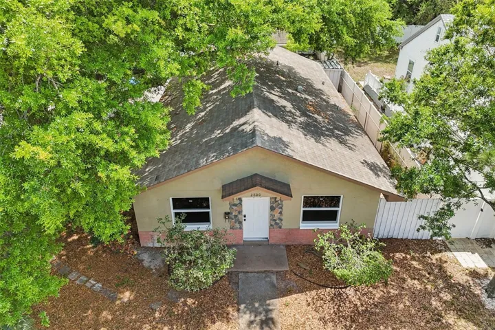 Aerial shot of front of main house
