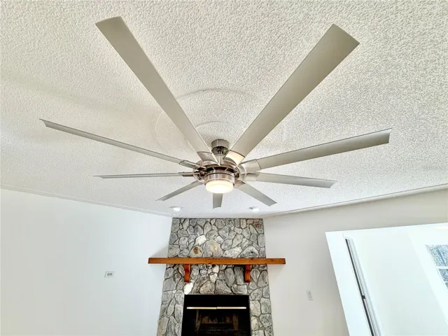 Great Room fan and fireplace