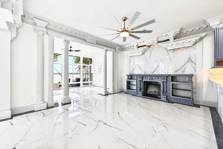 Family room into Florida room.