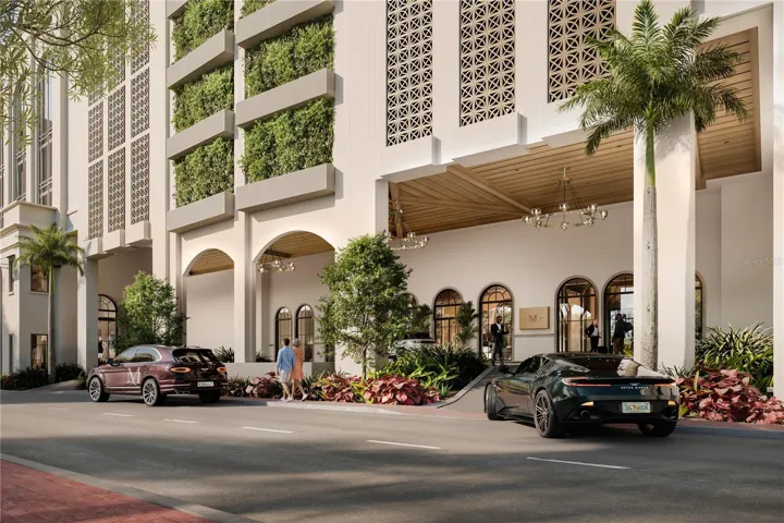 Gracious porte-cochère arrival offering both valet service and convenient self-parking.