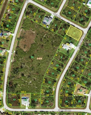 Recreational Park nearby.  Property is highlighted in Yellow.