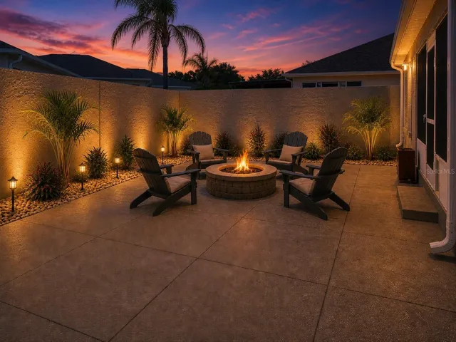 Staged Backyard at Twilight