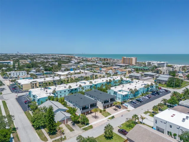 Aerial view of Ocean Park South with Atlantic Ocean visible to the east & north to Port Canaveral