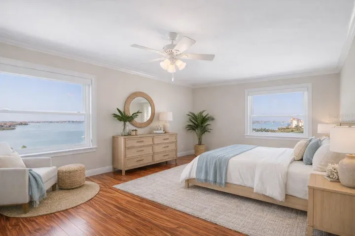Virtually staged primary bedroom