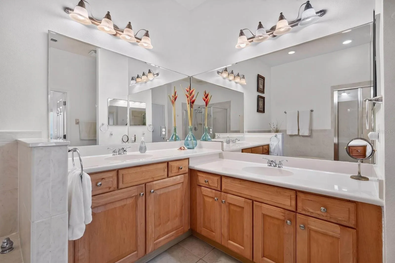 Dual sink vanity.