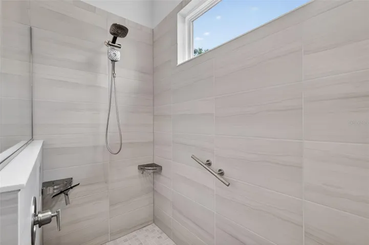 Look at that incredible tile this bath is functional and beautiful.
