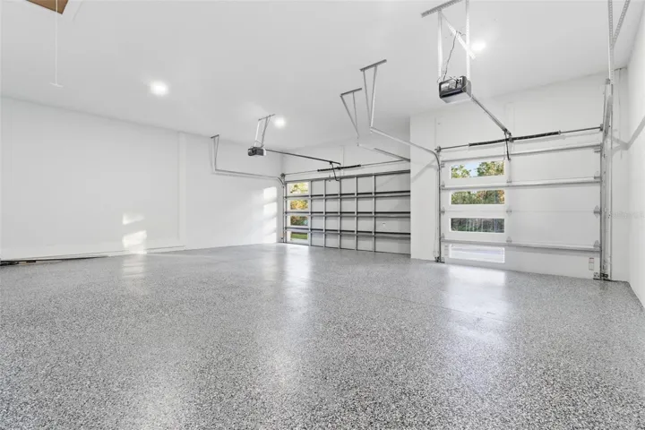 3-car garage with epoxy flooring