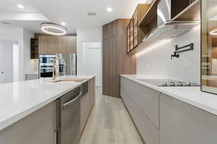 Open-concept kitchen with large island