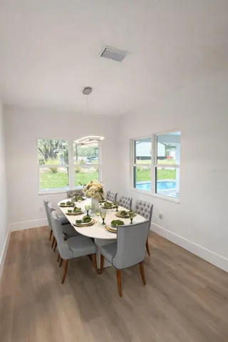 Bright and inviting dining room with furniture