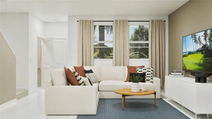 Virtually staged. Family room