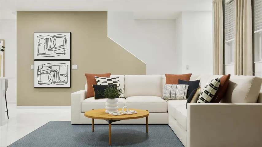 Virtually staged. Family room