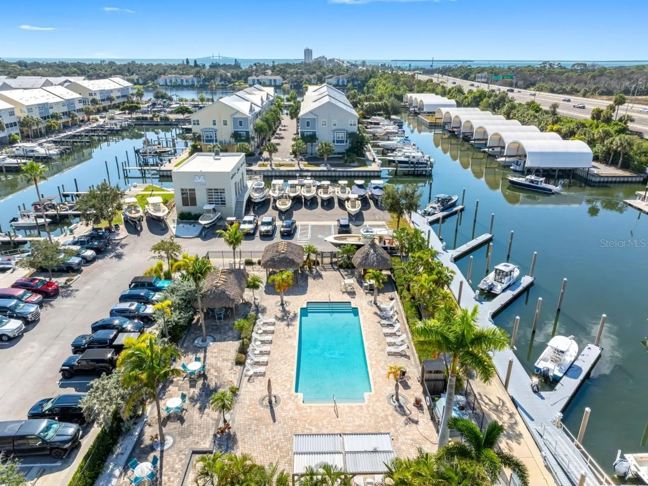 Community pool and Marina