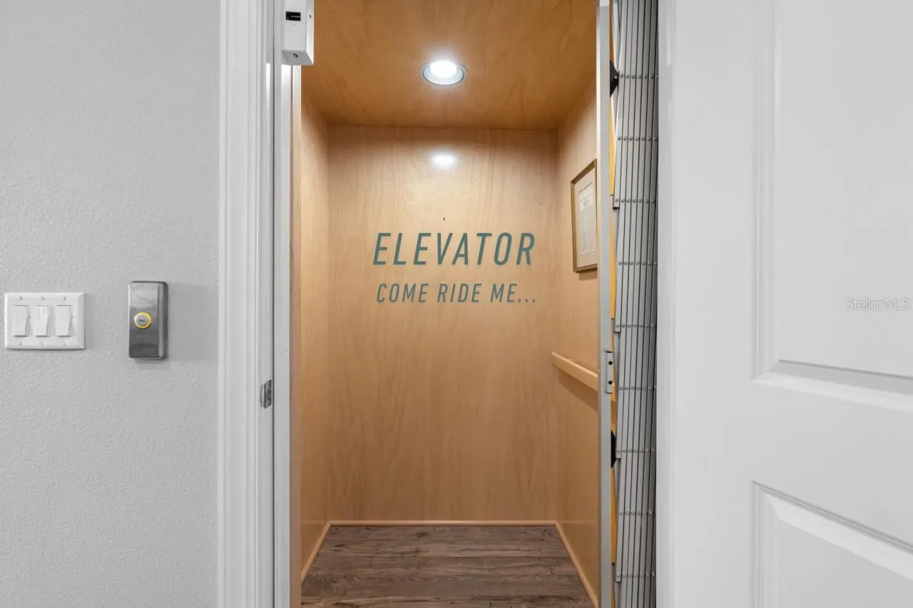 Elevator from garage to kitchen and then the bedroom floor.