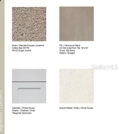 15212 Cuzcorro Court design selections.  Home is under construction and selections are subject to change.