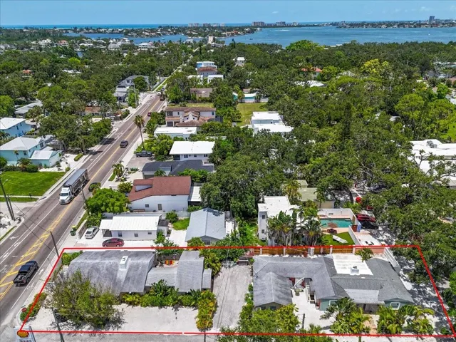 Aerial View of Entire Property | 1761 Siesta Drive, 1760 & 1762 Wisconsin, Sarasota, FL 34239