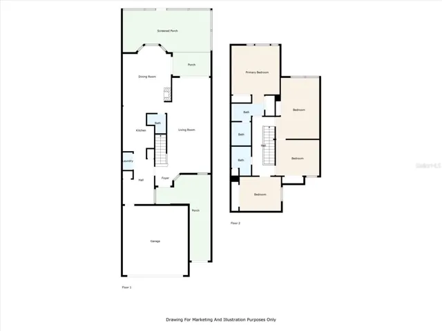 Floor plan showing two levels