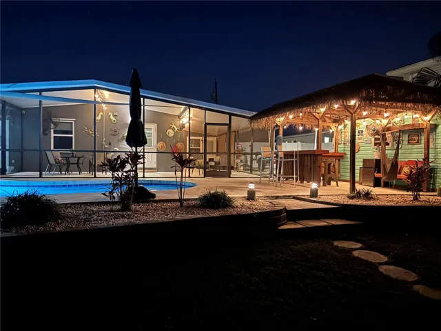 Nighttime Pool and Patio