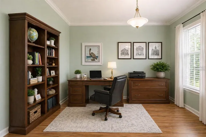 Virtually staged office.