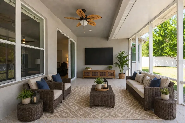 Virtually staged lanai.