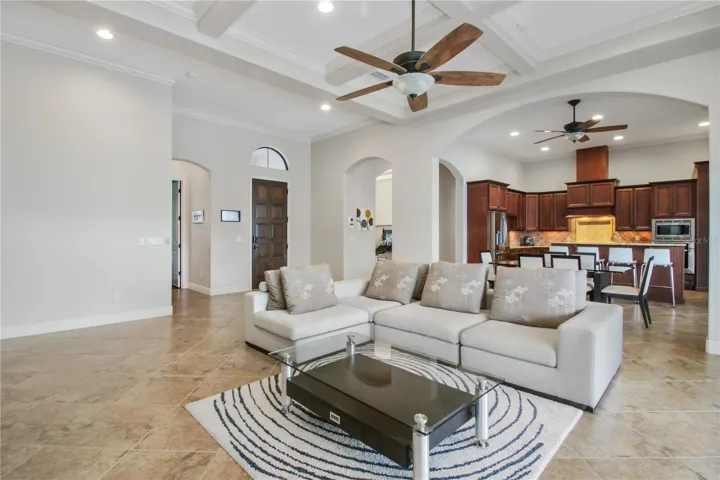 Family room and kitchen