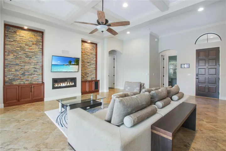 Fireplace feature in family room
