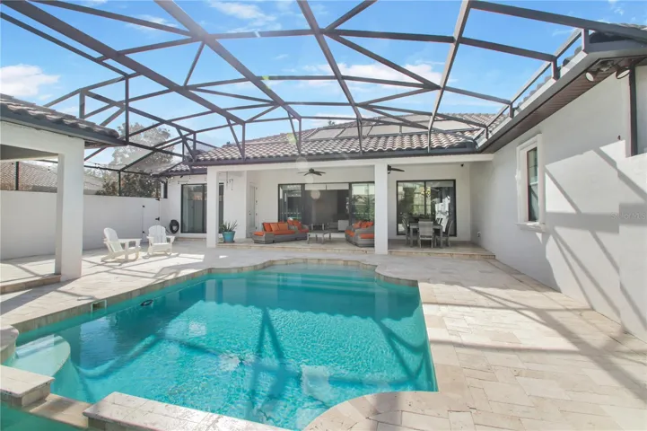 Screened in pool and spa