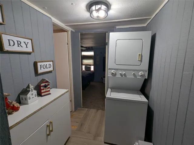 Convenient indoor laundry area with washer and dryer.