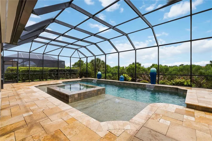 Stunning outdoor space with pool and spa