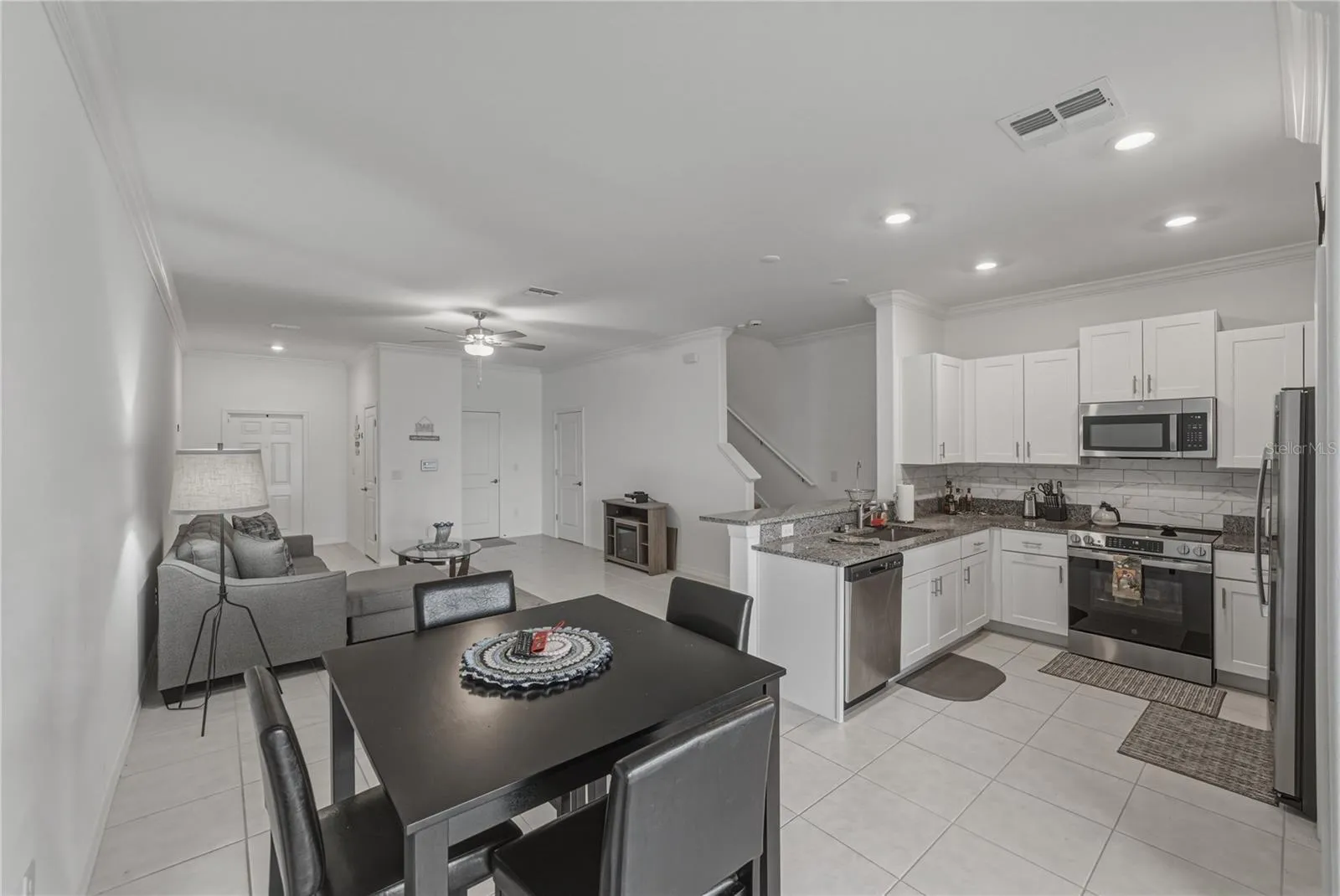 Open Living, Dining and Kitchen