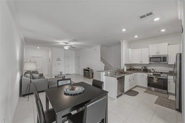 Open Living, Dining and Kitchen