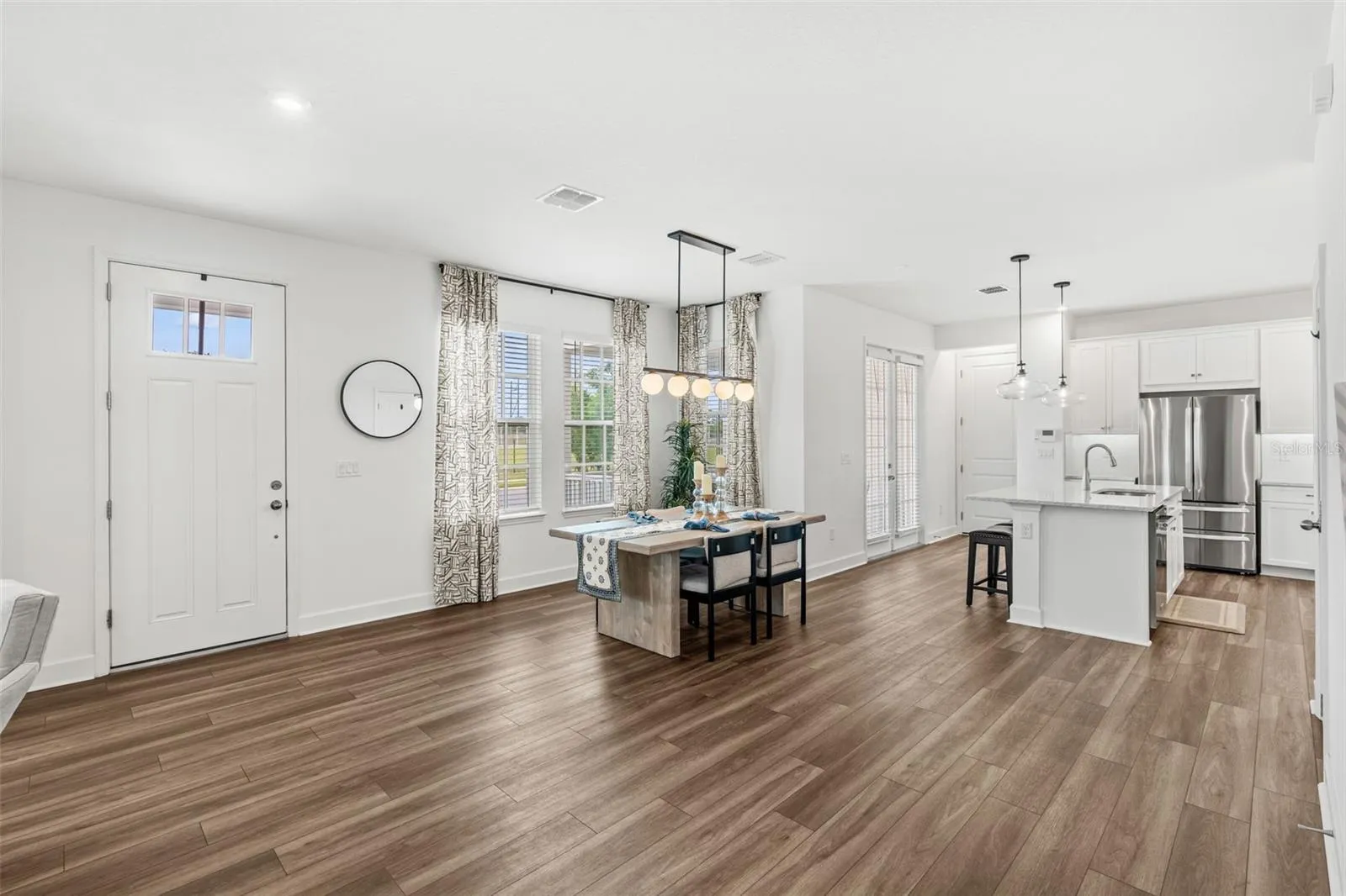 Open concept Dining and Kitchen views