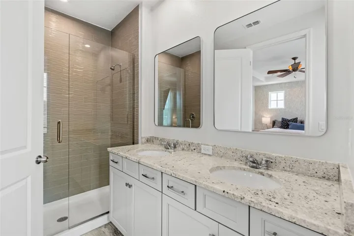 Ensuite with Double Sinks and walk in tiled shower