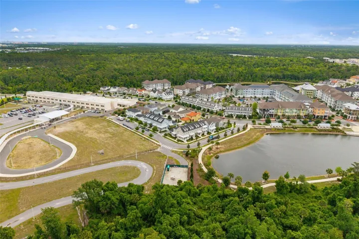 Elementary School and Celebration Island Village drone picture