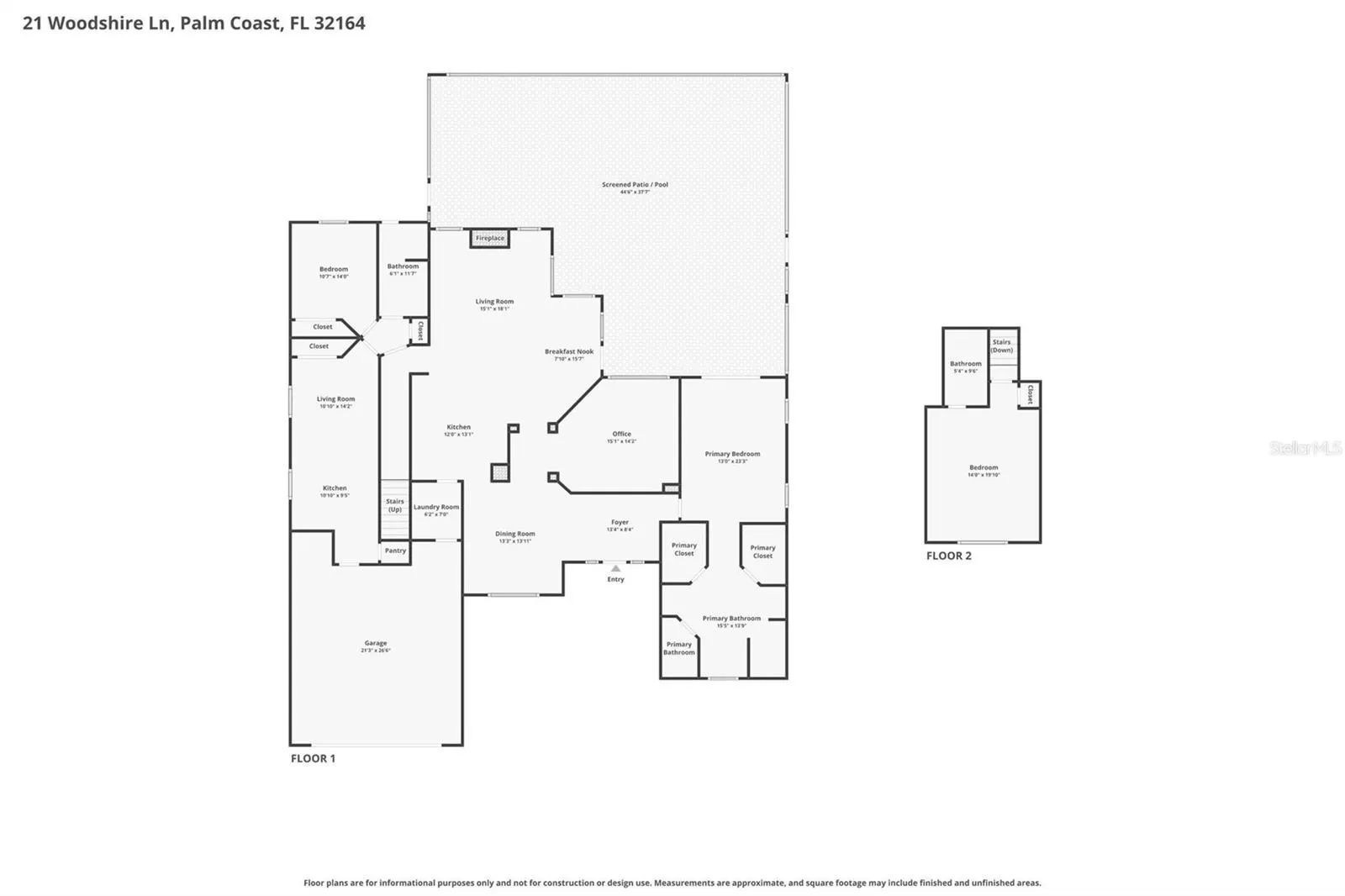 Floorplan of 1st and 2nd floor. In-Law area is on the left side of the 1st floor.