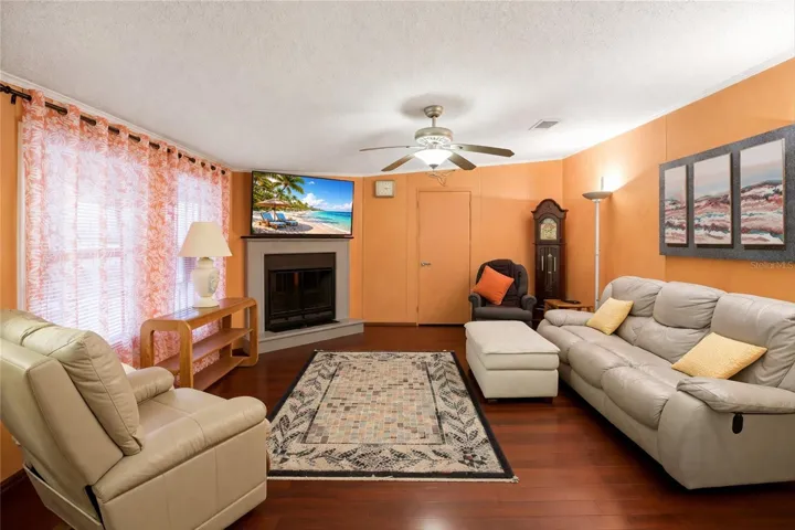Living room with fireplace
