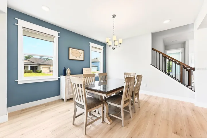 Defined dining space.